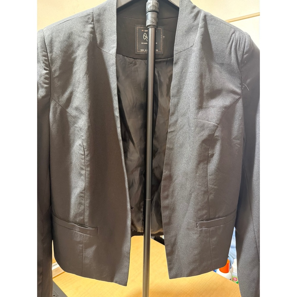 Cotton On Outerwear Black Open Front Cropped Blazer Jacket Small Collarless - Picture 6 of 6